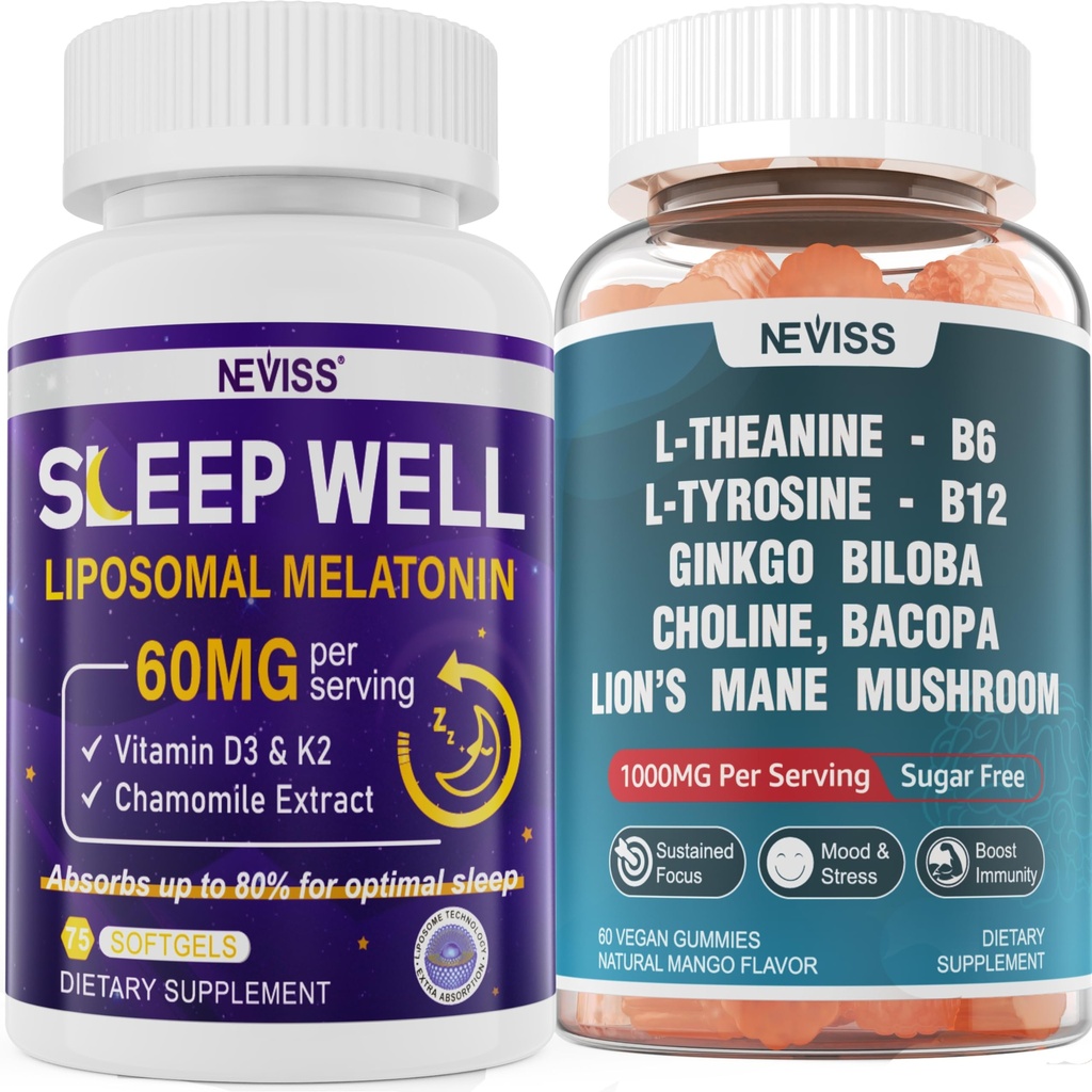 NEVISS L-Tyrosine Gummies & 성인 뭉치를 위한 Melatonin 60mg