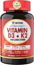 식물 기초를 두는 비타민 D3 K2 보충교재 Softgel - Vit D3 10000 Iu + 비타민 K2 Mk7 200 Mcg, 조류 Omega-3, 마그네슘, 뼈 & 근육을 위한 비타민 B12, 면역성이 있는 지원, 최대 흡수, 삼키기 1pack에 쉬운