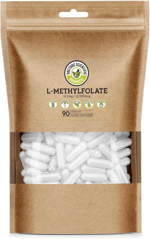 DSO L Methylfolate 12.5mg (5 MTHF 보충교재) - 90 Vegan 캡슐 (12.5 mg) - Homocysteine 통제를 위한 활동적인 L 메틸 Folate 보충교재 - Folic 산 비타민 - Eco 친절한 포장