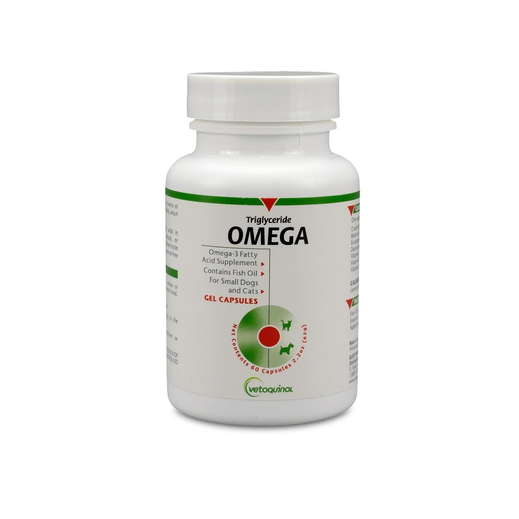 Vetoquinol Triglyceride Omega 3는 개와 고양이, EPA와 DHA를 가진 물고기 기름 보충교재, 피부, 외투, 합동 및 면역성 건강, 개를 위한 오메가 3 물고기 기름 및 60ct까지 고양이를 위한 물고기 기름을 승진시킵니다