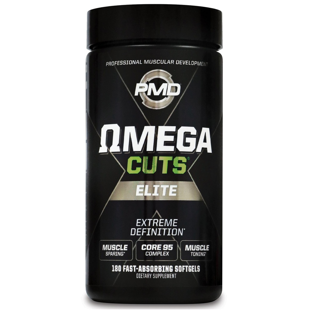 PMD Sports Omega Cuts Elite -Fat Loss-Muscle Defining Formula - 오메가 지방산, MCT 및 CLA 근육 정의 및 유지 보수 - 여성과 남성을위한 Keto Friendly - 자극제 무료 (180 Softgels)
