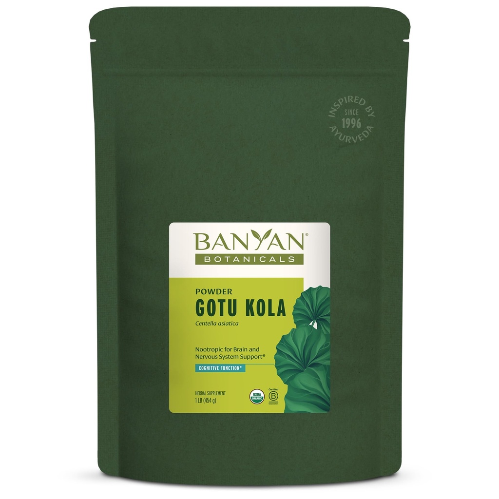 Banyan Botanicals Gotu Kola Powder – 유기 Brahmi (Centella Asiatica) – Nervous 시스템 지원 및 건강한 피부를위한 Nootropic 허브 * - 1 lb. – 비 GMO 지속 가능한 Sourced Vegan