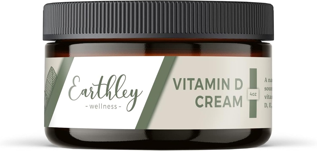 Earthley Wellness 비타민 D 크림, 비타민 A, D, & K2, 심장 건강, 피부 건강 및 임신, Cod Liver 오일베이스 (4 oz, 비타민 D 크림)