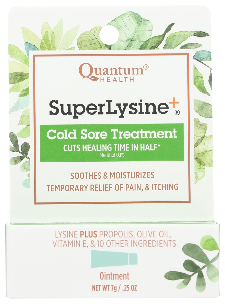 Quantum SuperLysine+ Cold Sore Treatment Ointment|통, 굽기, 가려움증|반기 치료 시간|0.25 Ounce