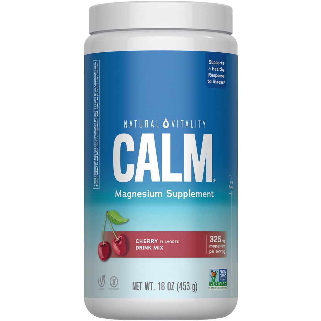 자연적인 Vitality Calm, 마그네슘 보충교재, 반대로 긴장 음료 혼합 분말, 글루텐 자유로운, Vegan, & 비 GMO, 체리, 16 oz