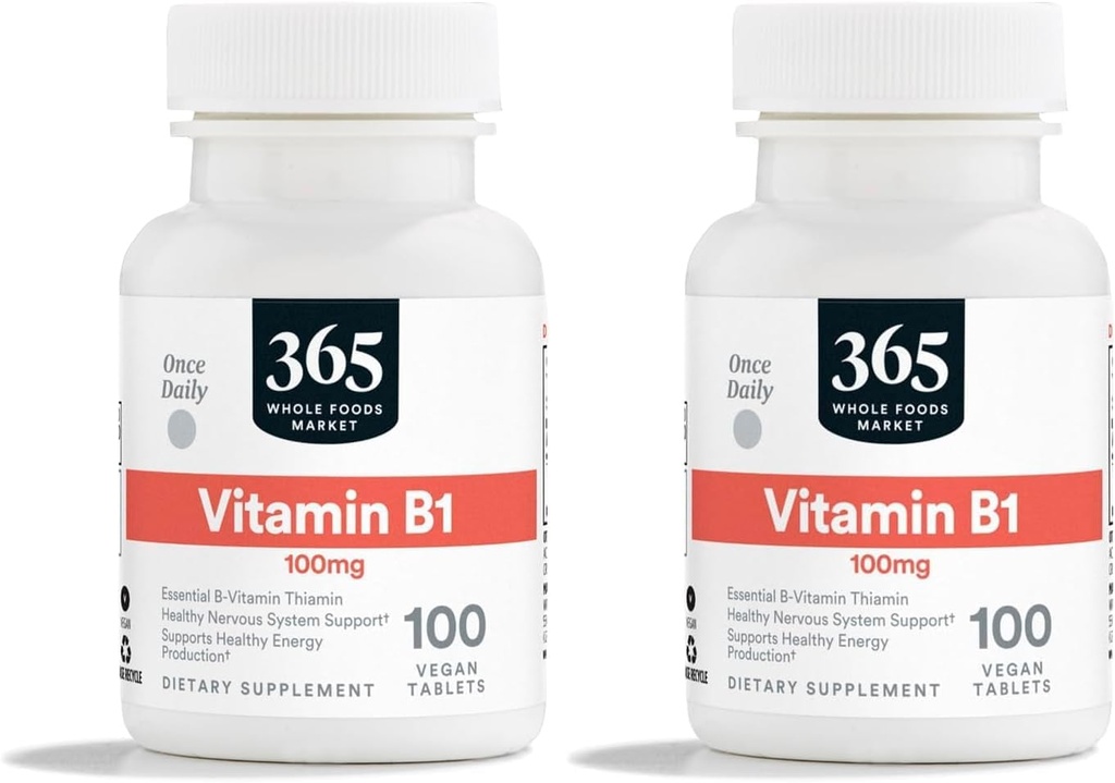 전체 식품 시장의 365, 비타민 B1 100Mg, 100 정제 (팩 2)