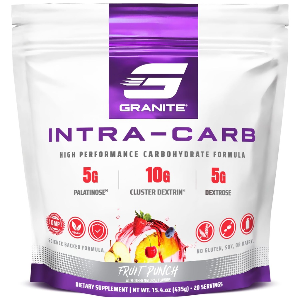 화강암 Intra Carb 분말, 과일 펀치 맛, 클러스터 Dextrin, Palatinose 및 Dextrose, 지원 에너지 및 훈련 (20 인분)와 높은 성능 탄수화물 혼합