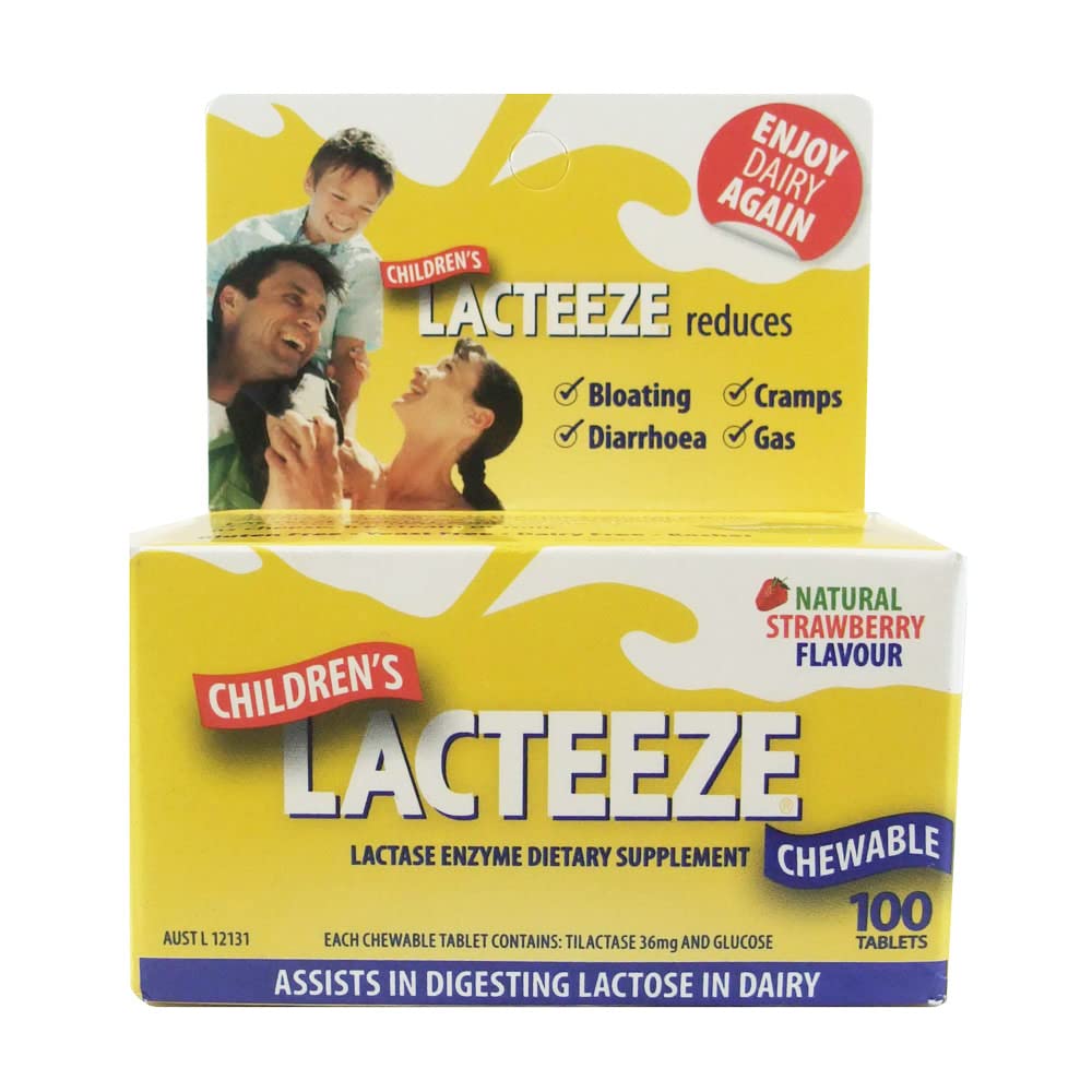 Lacteeze 아이들은 젤다 과학에 의해 100개의 chewable 정제 딸기