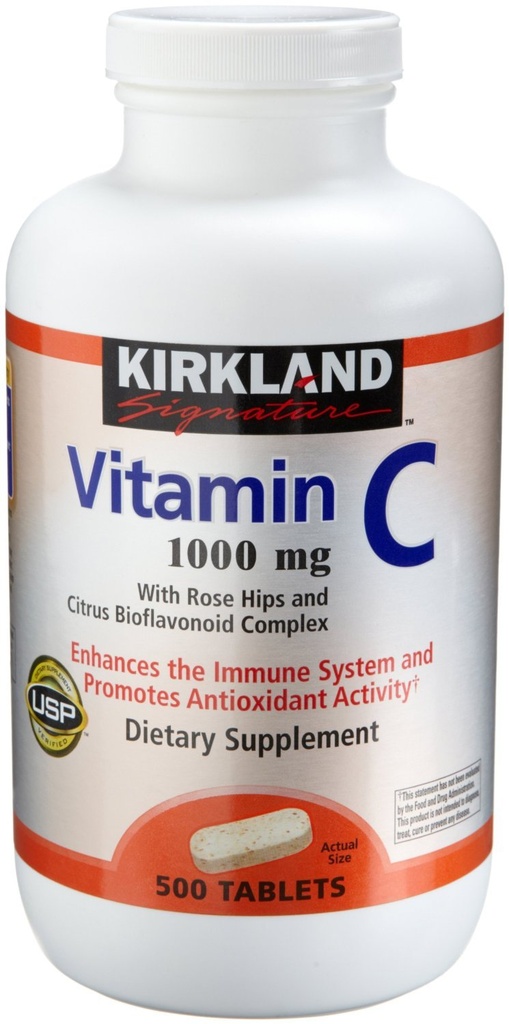 Rose Hips와 Citrus Bioflavonoid Complex (1000 mg), 1000-Count (1000mg 정제)를 가진 Kirkland 비타민 C