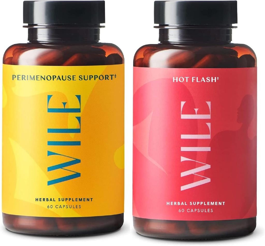 Wile Perimenopause 지원 + 뜨거운 섬광 보충교재, 여자를 위한 2 팩 Menopause 지원, (2) 60의 캡슐의 병 각각, 120 합계