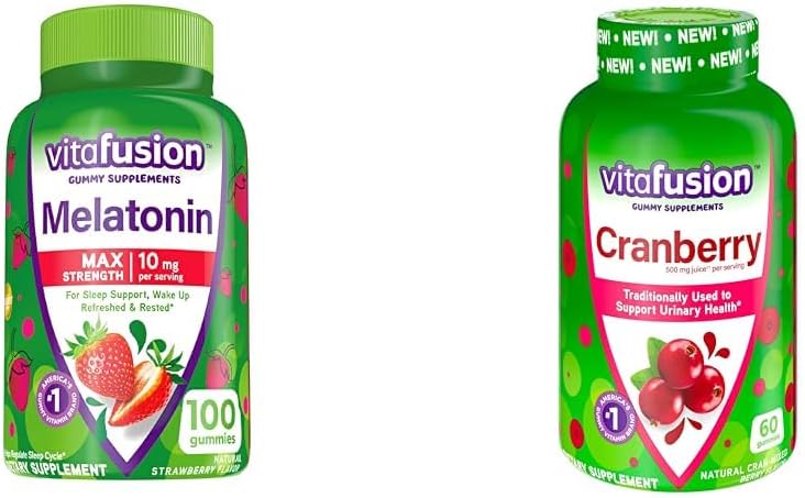 Vitafusion Melatonin 10mg Gummies 여성을 위한 50 일 공급 그리고 Cranberry Gummies 60 조사
