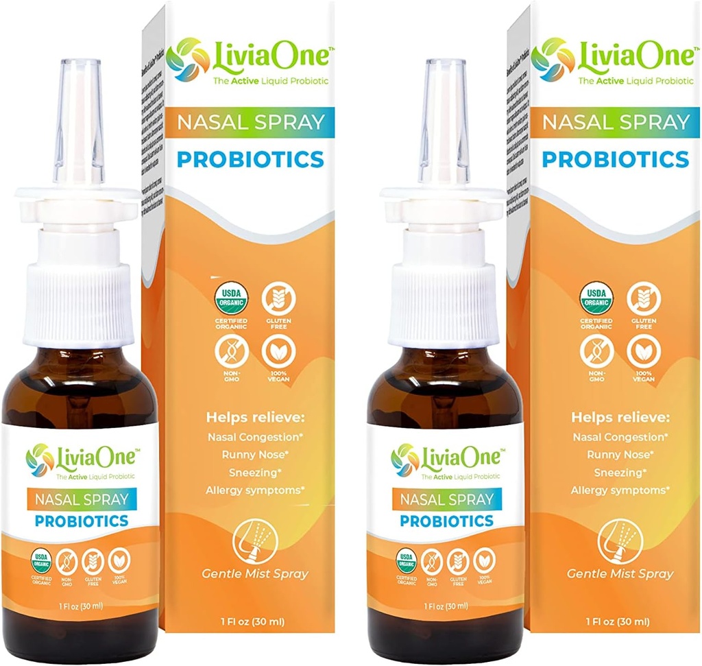 LiviaOne Nasal 스프레이, All-Natural Plant 기반 Probiotic Sinus 스프레이 1 Fl Oz (패키지 2)