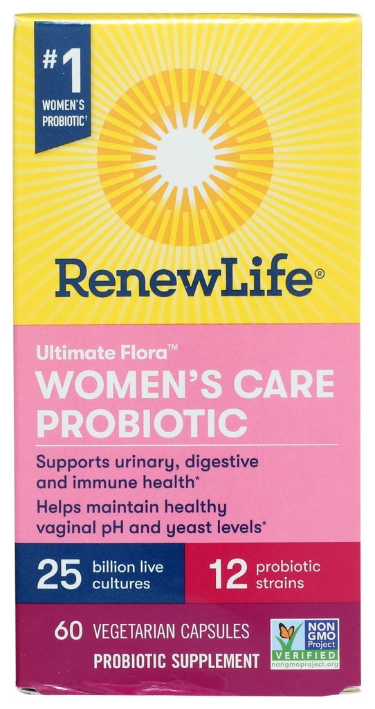 Renew Life Women's Probiotic 캡슐, 여성, 질, 우린, 소화 및 면역 건강, L. Rhamnosus GG, Dairy, Soy 및 글루텐 - 무료, 25 Billion CFU - 60 Ct에 대한 pH 밸런스 지원