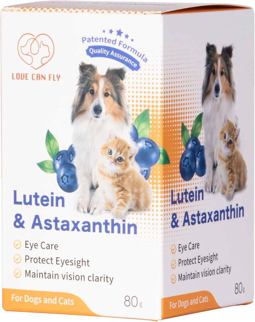 개와 고양이 눈 보충교재 Astaxanthin를 위한 Lutein 모든 자연적인 성분 인간적인 급료 지원 눈물 얼룩 Immune, 미국에서 sourced, 강화된 시각 건강 산화 방지제 2.8 Oz