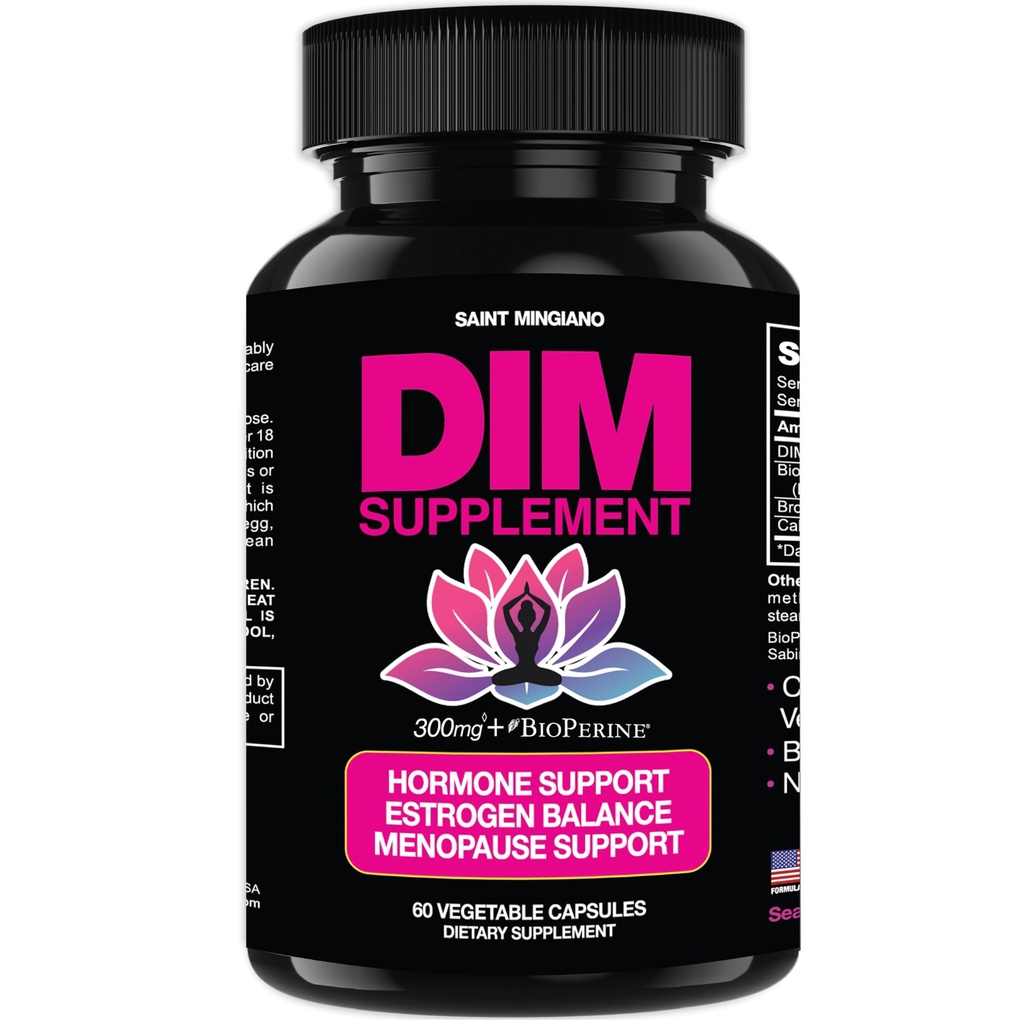 DIM 보충교재 300 mg - 여자를 위한 호르몬 균형, | 뜨거운 섬광 & 밤 땀을 가진 여자를 위한 에스트로겐 보충교재 | Menopause 증상, 에스트로겐 & Oestrogen에 있는 원조. 60 캡슐
