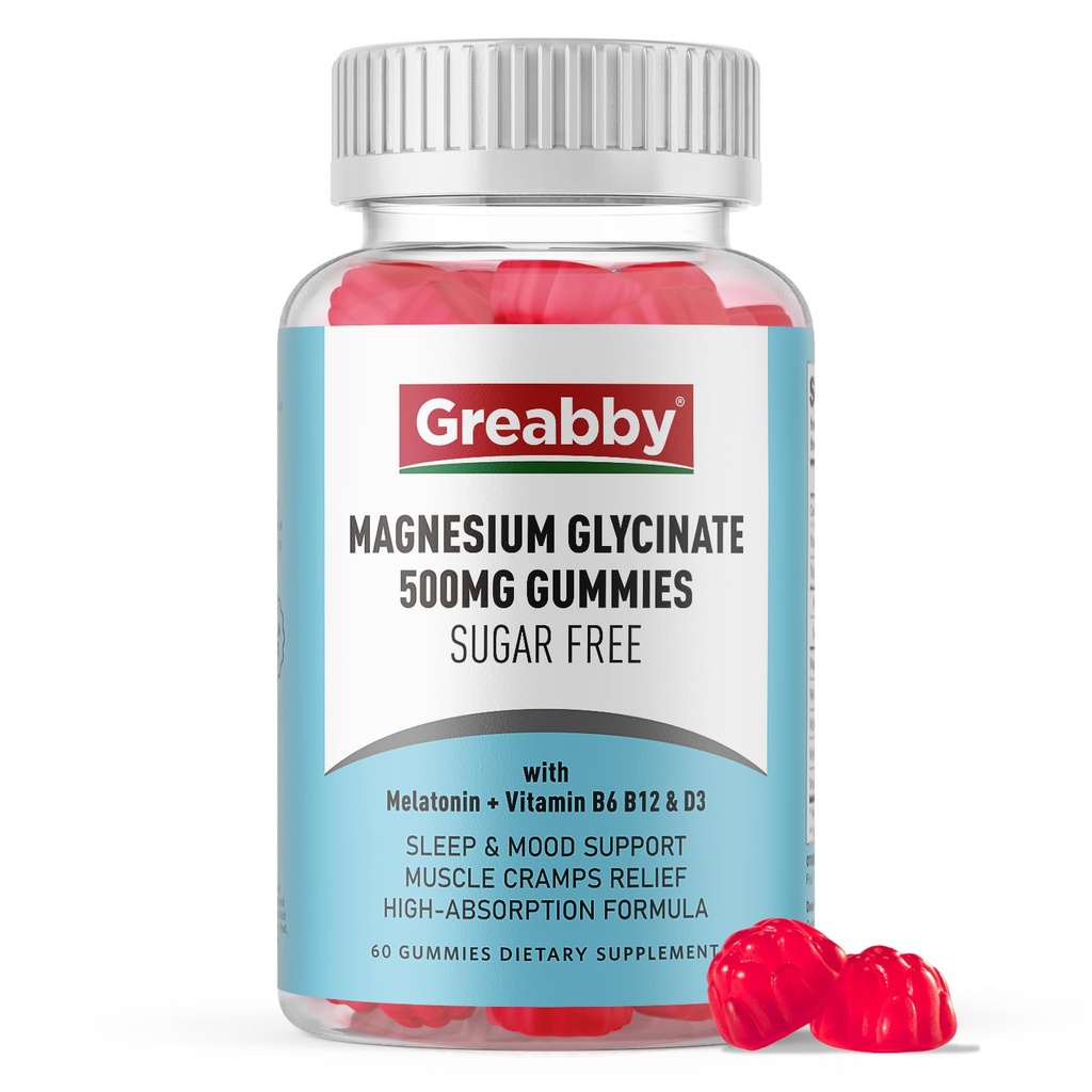 마그네슘은 성인 수면 지원을 위한 Gummies 500mg를, 여성 & 남자를 위한 Chewable 마그네슘 Gummies, 근육 기복 & 마그네슘 공급 (60의 Gummies) 제거합니다