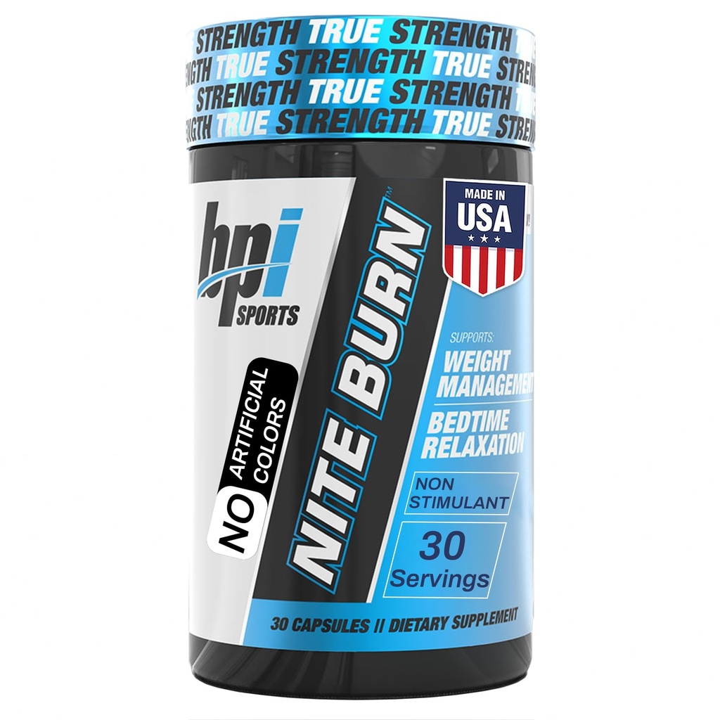 BPI 스포츠 Nite 화상 – 야간 지방 버너 & 수면 지원 – Keto-Friendly – 체중 감소, 화상 지방, Relaxation, Boost Metabolism – 30 서빙 – 640mg