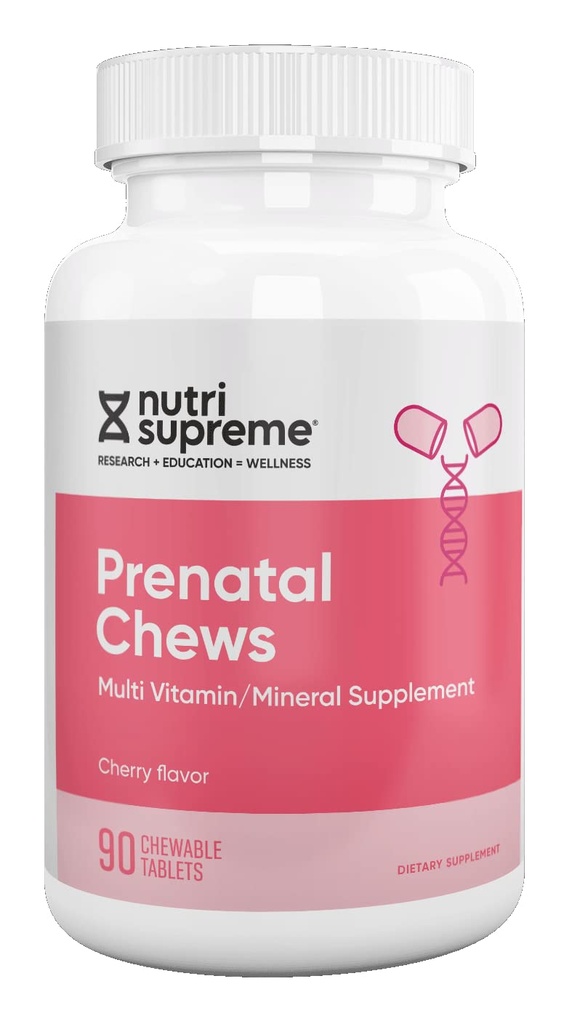 Nutri Supreme Prenatal Vitamin, Folate 800 MCG를 가진 여성을 위한 Chewable Prenatal Vitamin, 철, Kosher, Cherry 풍미, 90 조사를 가진 완전한 임신 Multivitamin