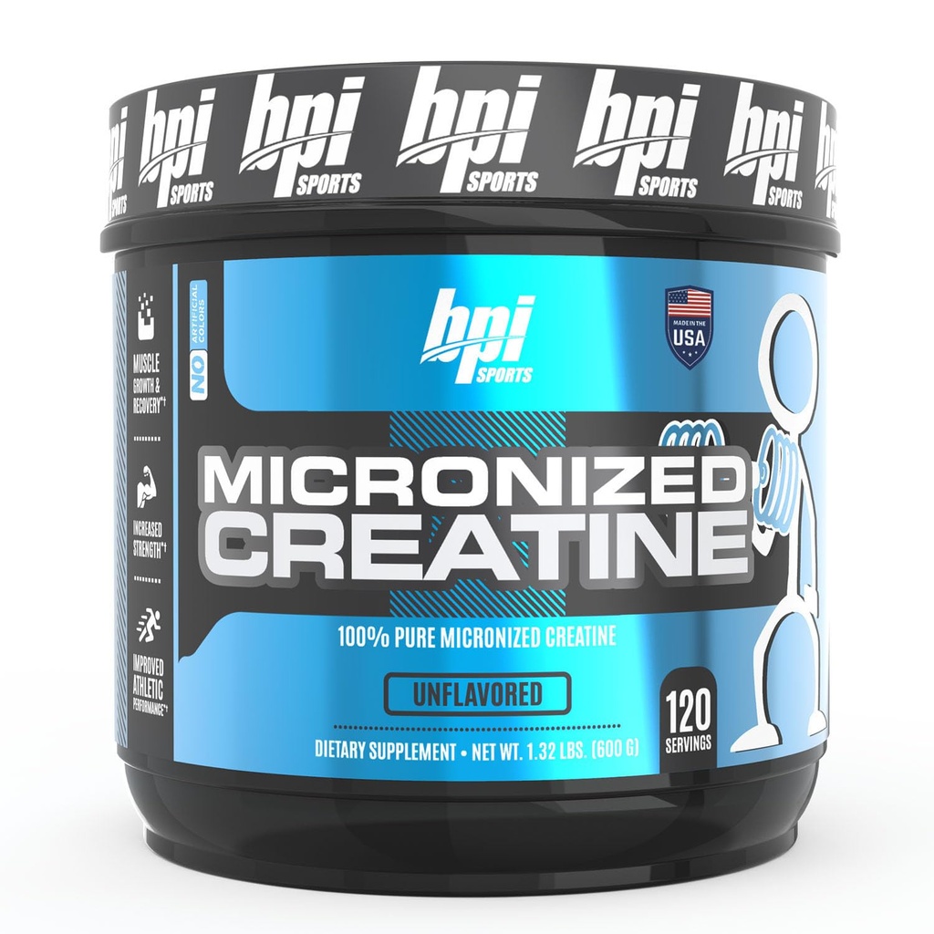BPI Sports Micronized Creatine - 증가 강도 - 피로 감소 - Lean 근육 건물 - 100 % 순수 Creatine - 더 나은 흡수 - 근육 성장 지원 - 불쾌 - 120 서빙 - 21.16 Ounce