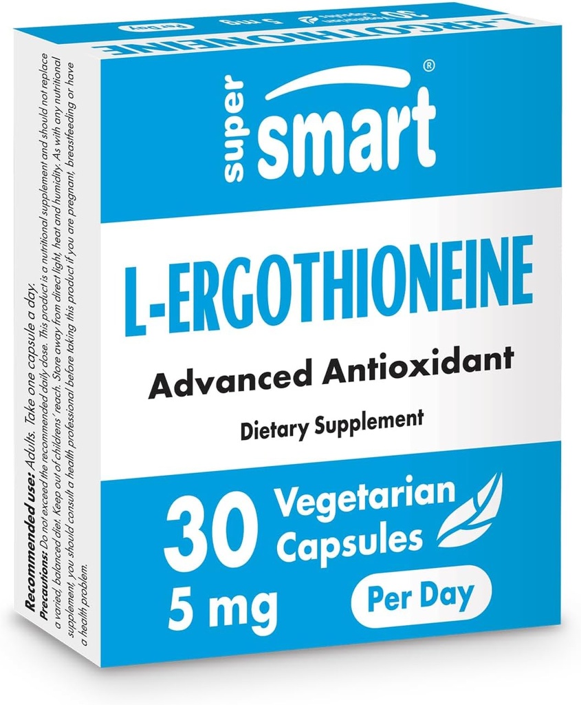 Supersmart L-Ergothioneine 보충 하루에 5mg (고급 산화제) | 비 GMO - 30 채식 캡슐