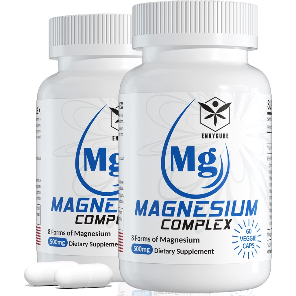마그네슘 복합 보충교재 8 모양, 500mg 마그네슘 글리세라이드, 말레이트, 구연산염, Calm를 위한 높은 흡수 Mg, 잠, 계류 & 건강한 근육, 2, 총 120의 채식주의자 캡슐의 팩