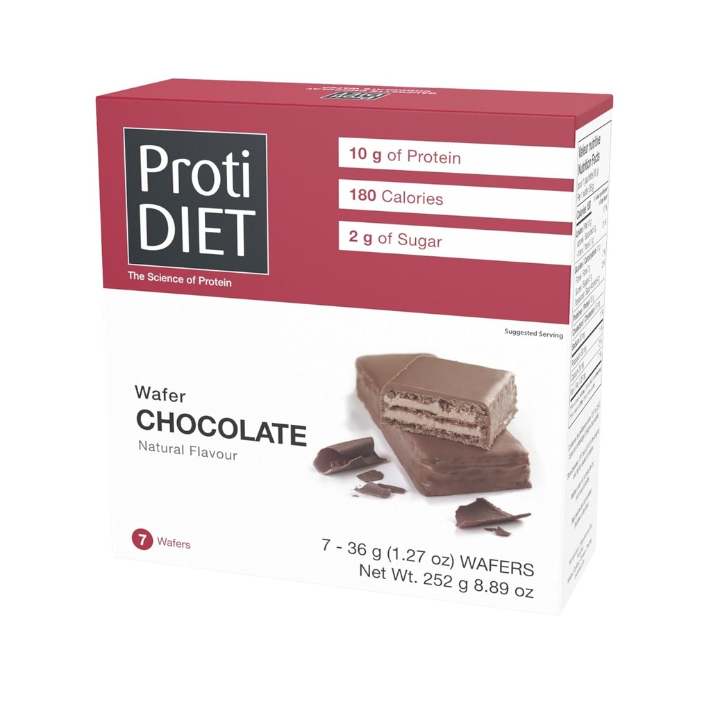 ProtiDIET 초콜릿 단백질 웨이퍼 바 - 높은 프로테인 낮은 설탕 스낵, 트랜스 지방 Energizing Nutrient-Rich 초콜릿 웨이퍼, Go Nutritional 스낵에 완벽한 - 박스 당 7 단백질 웨이퍼