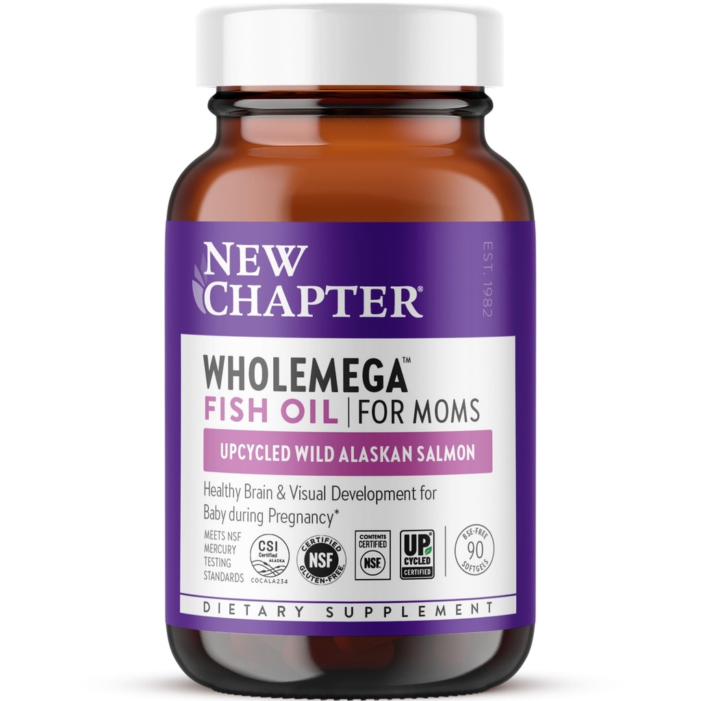 엄마 물고기 기름 보충교재를 위한 새로운 장 Wholemega, 작은 캡슐, 봉사 당 2000mg, Prenatal & Postnatal 지원을 위한 Omega-3 + 비타민 D3를 가진 Prenatal DHA, 500mg 각각 - 90 조사