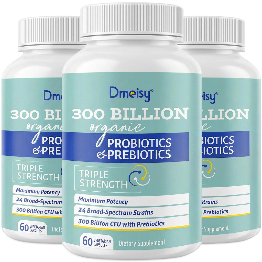 여성과 남성을위한 프로 바이오 틱스, 300 억 CFU 24 Strains Probiotics + 15 유기 허브 프리 바이오 틱스 혼합, 다이제스트 이마네 & 전체 바디 건강에 대 한 안정 Gut 건강 보충, 6 개월 공급