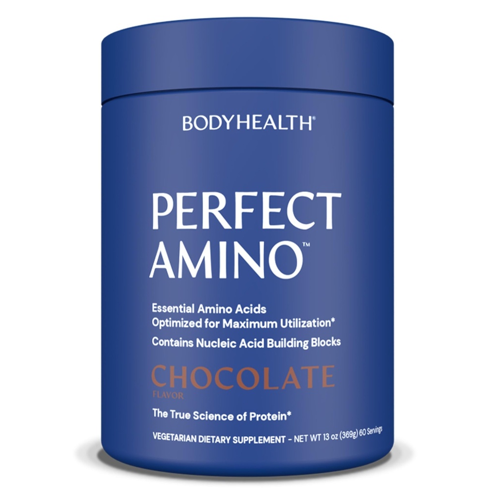 BodyHealth PerfectAmino Powder - 사전 및 포스트 운동을위한 BCAA 및 EAA 분말 - 남성과 여성을위한 아미노산 에너지 음료 Lean 근육 및 회복 - 초콜릿 - 60 서빙