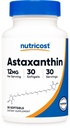 Nutricost Astaxanthin 12mg, 30 Softgels - 비 GMO 및 글루텐 무료