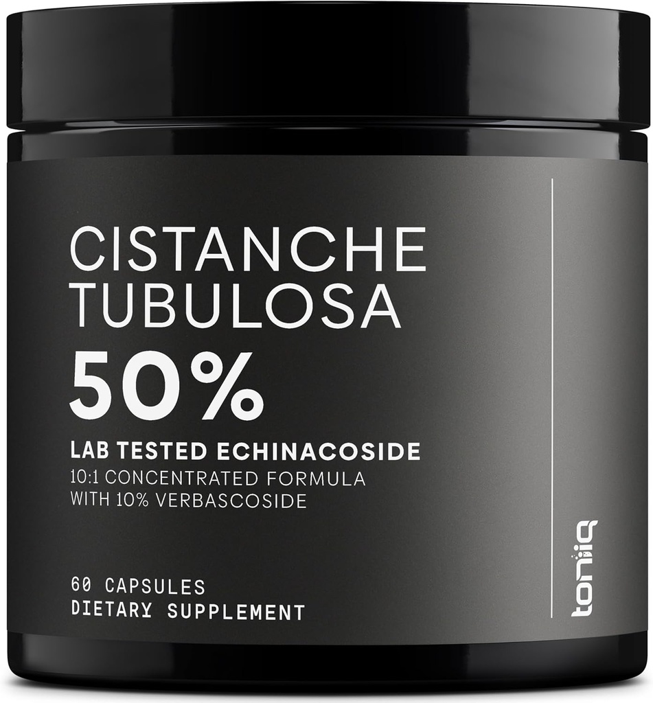 Cistanche Tubulosa 추출물 - 매우 높은 효능 10 : 50 % Echinacoside 및 10 % Verbascoside 추출물 - 고농도 - 제 3 부 실험실 테스트 - 60 캡슐