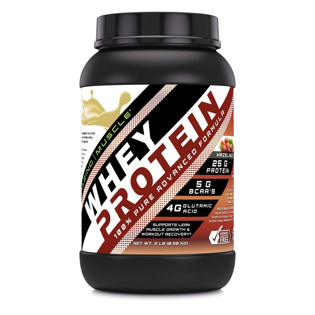 굉장한 근육 Whey Protein Isolate & Concentrate 25 G per 서빙 보충 | 하젤넛 맛 | 2 Lb (0.90 Kg) | 비 GMO | 글루텐 프리