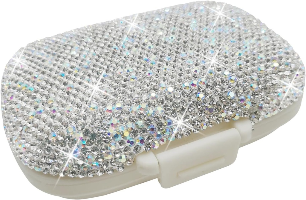 Bling Pill Case for Purse Medicine Vitamin Container Holder Pocket Pill Case Vitamin/Fish Oil/Supplement Travel Medicine Kit (8 구획 은)