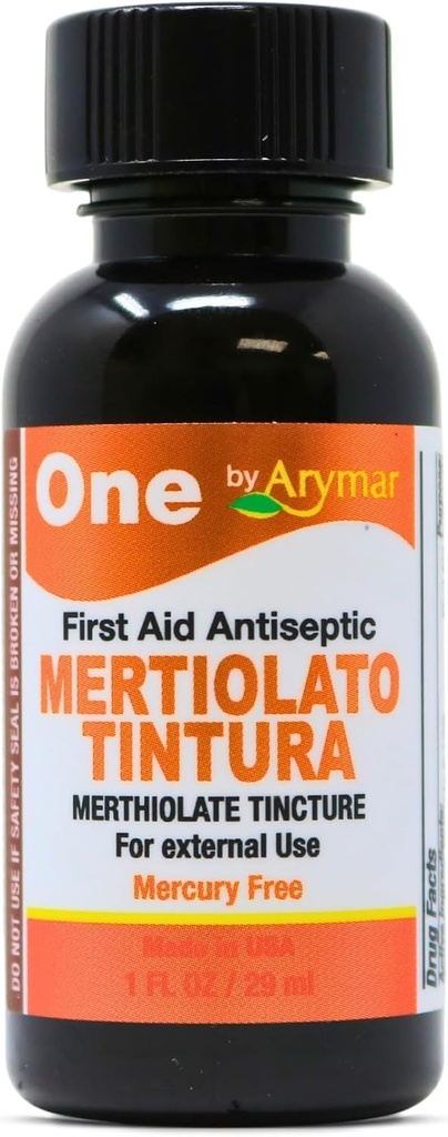Arymar Mertiolato Tincture 1개의 fl oz. Minor Cuts, Scrapes 및 Burns에 대한 무균 솔루션.