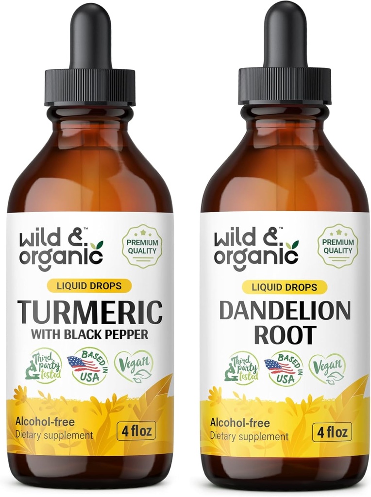 야생 & 유기 심황 Tincture 4 fl oz & Dandelion 뿌리 Tincture 4 fl oz