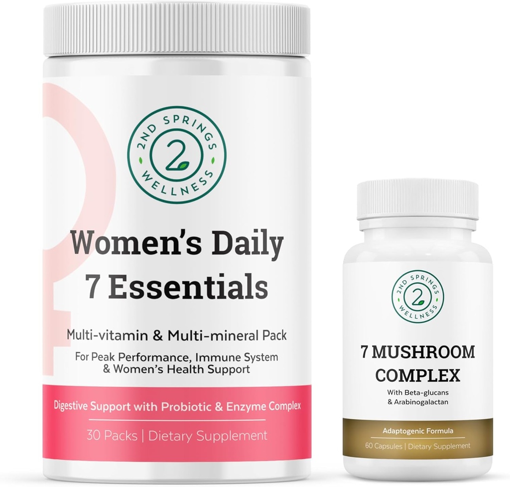 Feminine Vitality 번들 - 7 Mushroom Complex & Women's Daily 7 완전한 웰빙을위한 필수