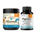 Sandhu의 Bovine Colostrum 분말 & 마그네슘 글리세라이드 리즈테일 캡슐 | 도움 Gut, Immune Heath & Sleep Support