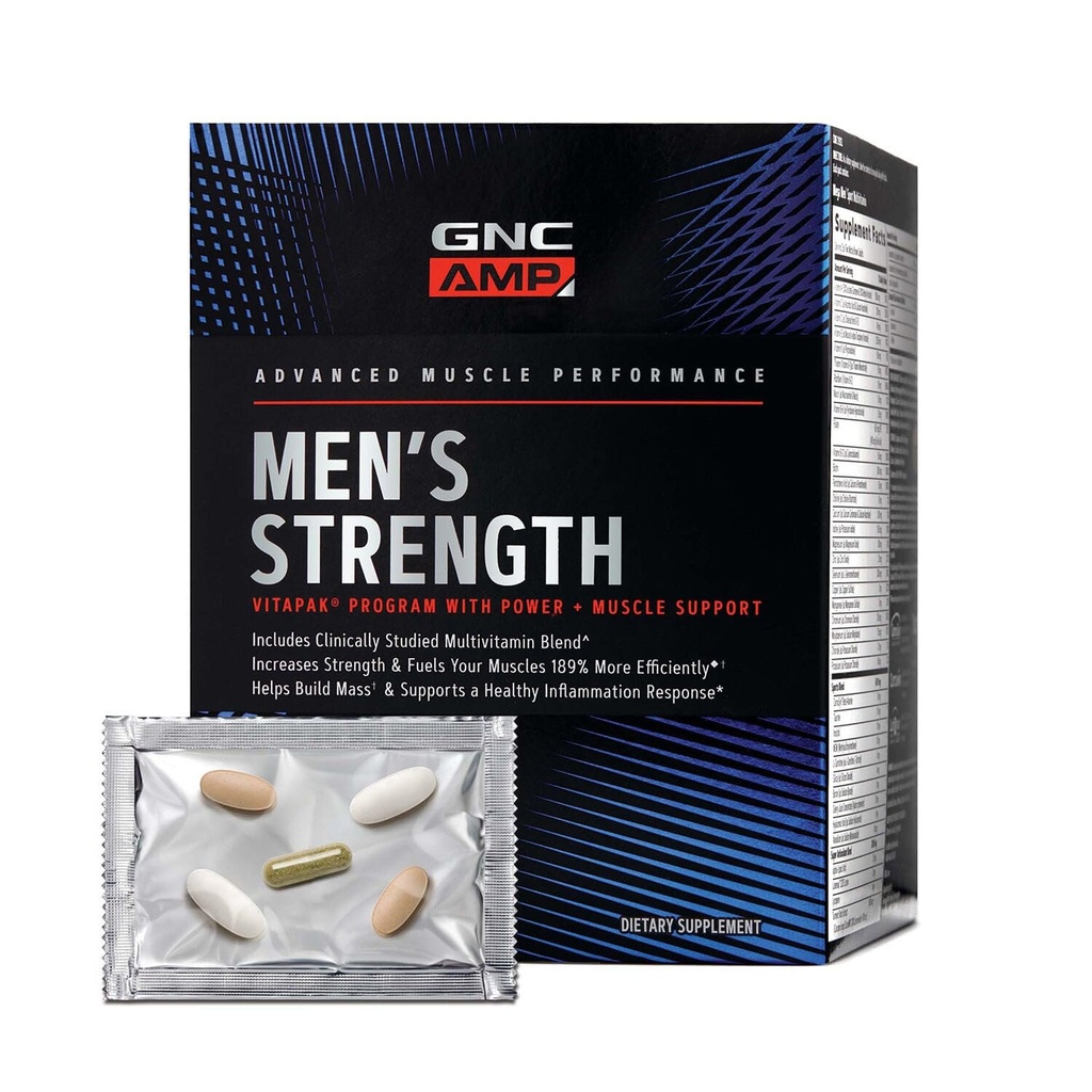 GNC AMP 남자의 힘 Vitapak 프로그램, 1개의 팩, 흡수성 Creatine, 대량 건물, 힘 근육, 신진 대사 뇌관, 테스토스테론 부스트, 입증된 성분, Multivitamin, 30 일 공급에 있는 3개의 제품