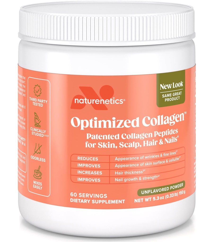 Naturenetics Hair, Skin & Nails Collagen Peptides – 지원 피부 Hydration & 머리 힘 – Bioavailable Hydrolyzed Collagen – 쉽게 혼합 – Paleo & Keto-Friendly – 60 서빙*