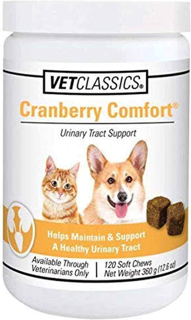 Vet Classics Cranberry Comfort Urinary Tract Pet Supplement for Dogs, Cats – Dog Bladder Health, Cat Bladder Control – Incontinence의 애완 동물 보충제 – 120 Soft Chews