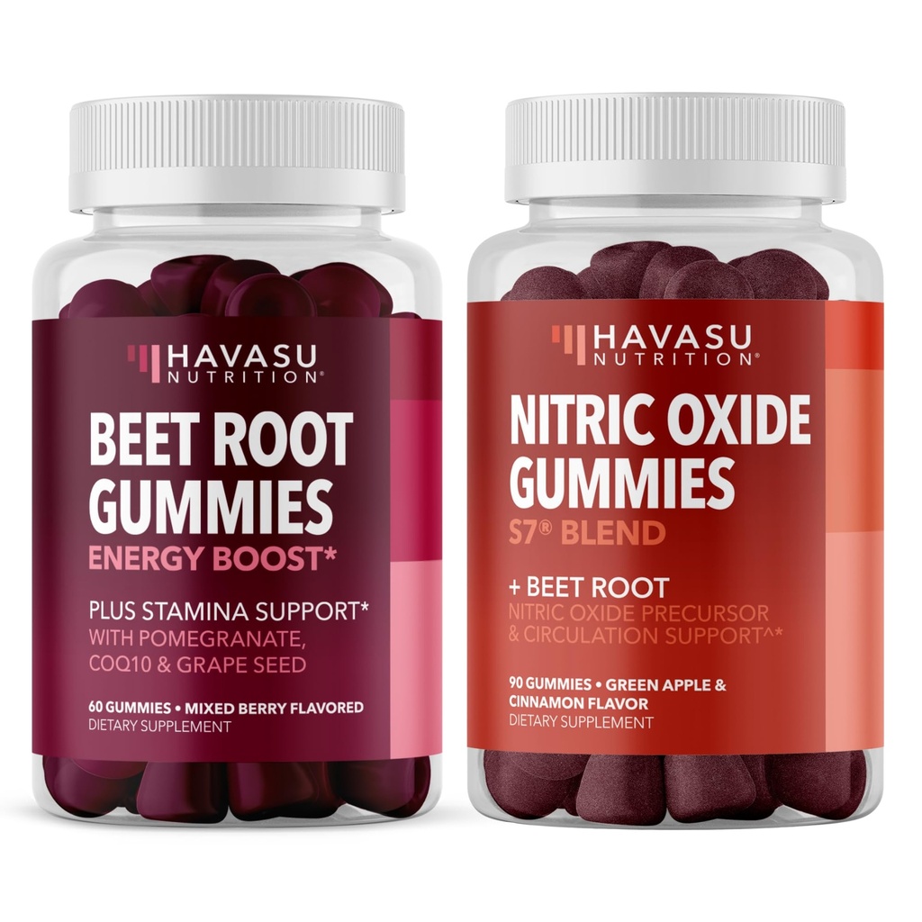HAVASU NUTRITION L-Arginine 및 Beet Root (1 개월 공급) 및 COQ10 및 Pomegranate (1 개월 공급)과 함께 질소 산화물 Gummies