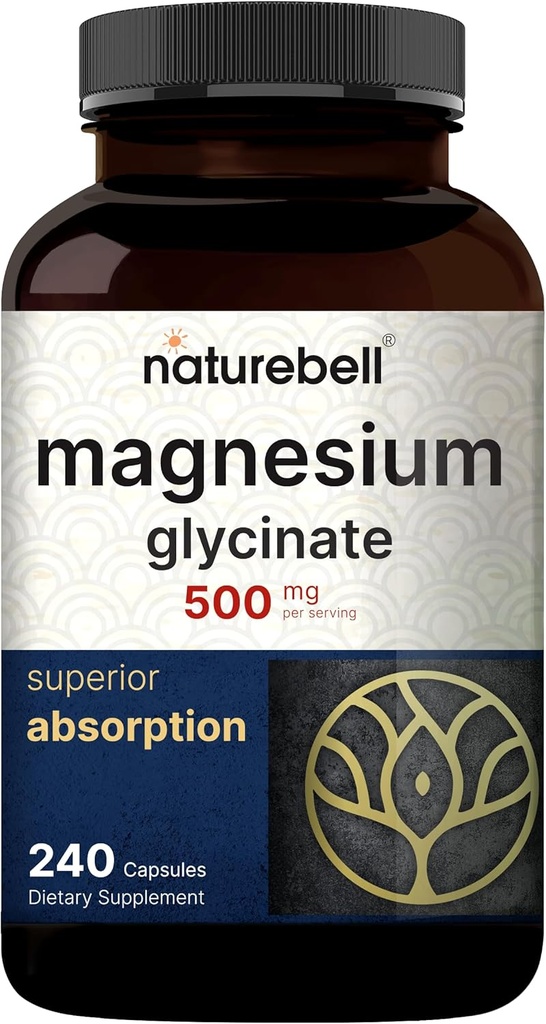 NatureBell 마그네슘 글리세린 캡슐 500mg & 여성 240 Veggie 캡슐 묶음 팩을 위한 비타민 B 복합체 | 킬레이트 및 순화 미네랄 | 면역, 에너지 및 예비적 지원