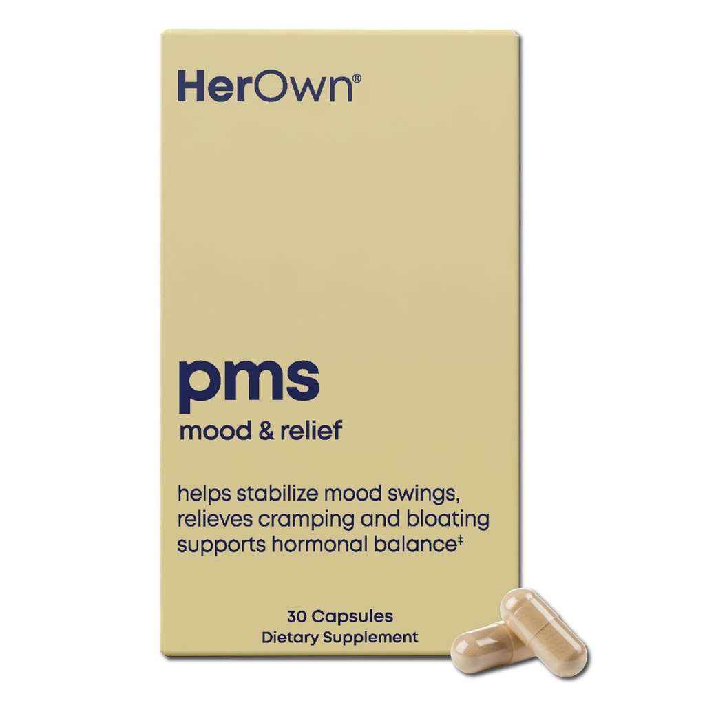 그녀의 자신의 PMS, PMS 증상을 지원, 긍정적 인 무드를 촉진, 자연 호르몬 균형, 도움은 주름을 잡는, 뜨거운 플래시 망고 기복, 글루텐과 소이 무료, Vegan, 30 캡슐, 30 서빙