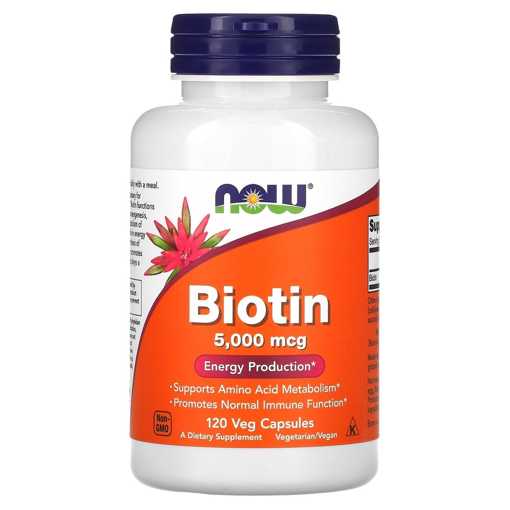 지금 음식 Biotin 5 MG 채식 캡슐, 120 조사