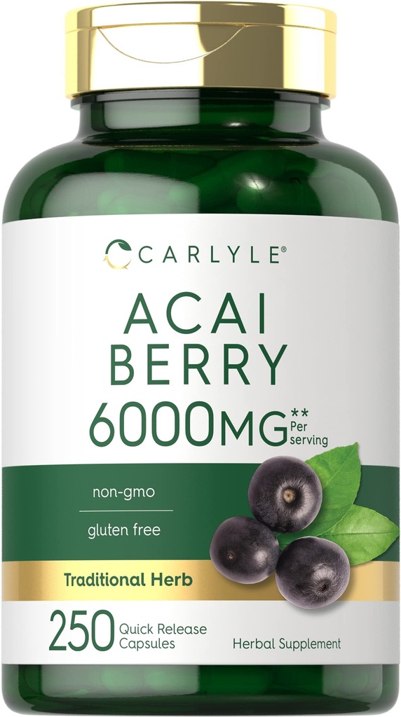 Carlyle Acai 베리 캡슐 6000mg | 250 개 | Non-GMO & 글루텐 무료 Acai 베리 추출물
