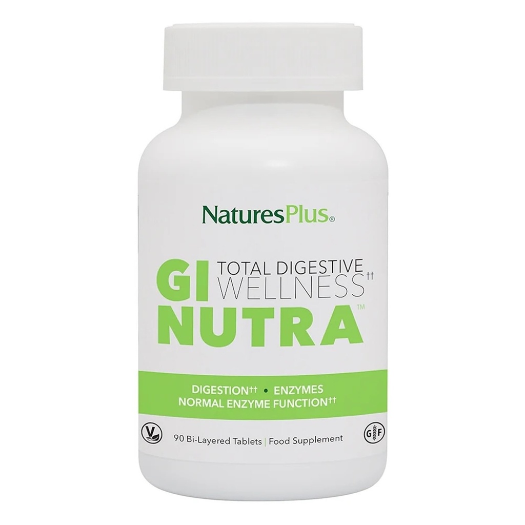 NaturesPlus GI Natural Total Digestive Wellness - 90 Bi-Layered Tablets - L-Glutamine, Probiotics, Prebiotics & Enzymes - 글루텐 무료 - 30 서빙