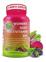 Women's Daily Multivitamin 50 Plus - 여성 50 및 Biotin, Organic Superfoods & Lutein - Eye, Energy, Gut & Optimal Health Support에 대한 Vegan Methylated Multivitamin - 삼키기 캡슐에 쉽게