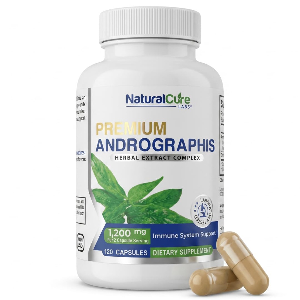 자연적인 치료 실험실 프리미엄 Andrographis Paniculata 추출물 100mg를 가진 1,200mg Immune & 소화 지원, 비 GMO, 글루텐 자유로운, 초본 규정식 보충교재를 위한 Andrographolides Vegan 캡슐