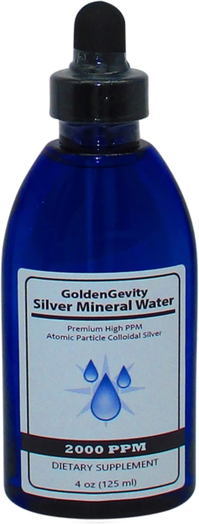 GoldenGevity 2000 PPM Colloidal Silver - 200x More Potent | 실버 트레이스 미네랄의 생체 활성 원자 크기 입자 | 다이어트 보충 | 4 oz Bottle