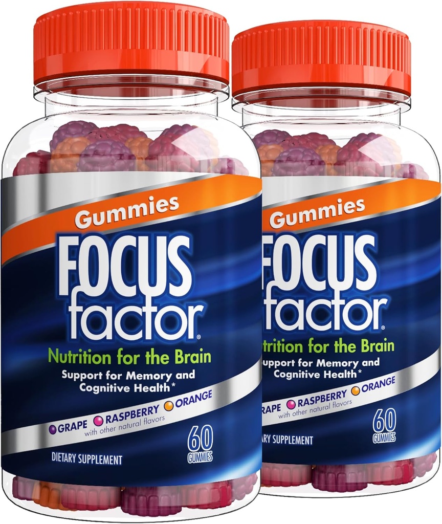 초점 인자 Nootropic Gummies, 뇌, Phosphatidylserine, Bacopa, Huperzine A, 60 조사, 팩 2
